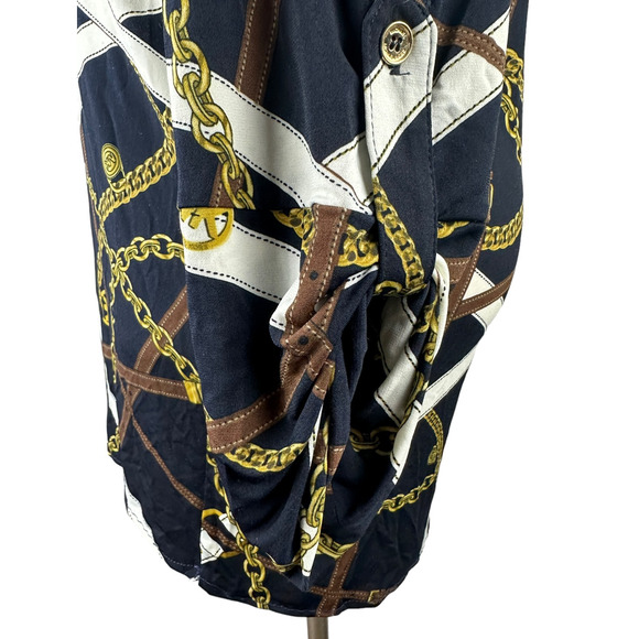 Michael Kors Chain Belt Print Mini Dress or Tunic Top Large Black Gold *No Belt - Picture 8 of 16